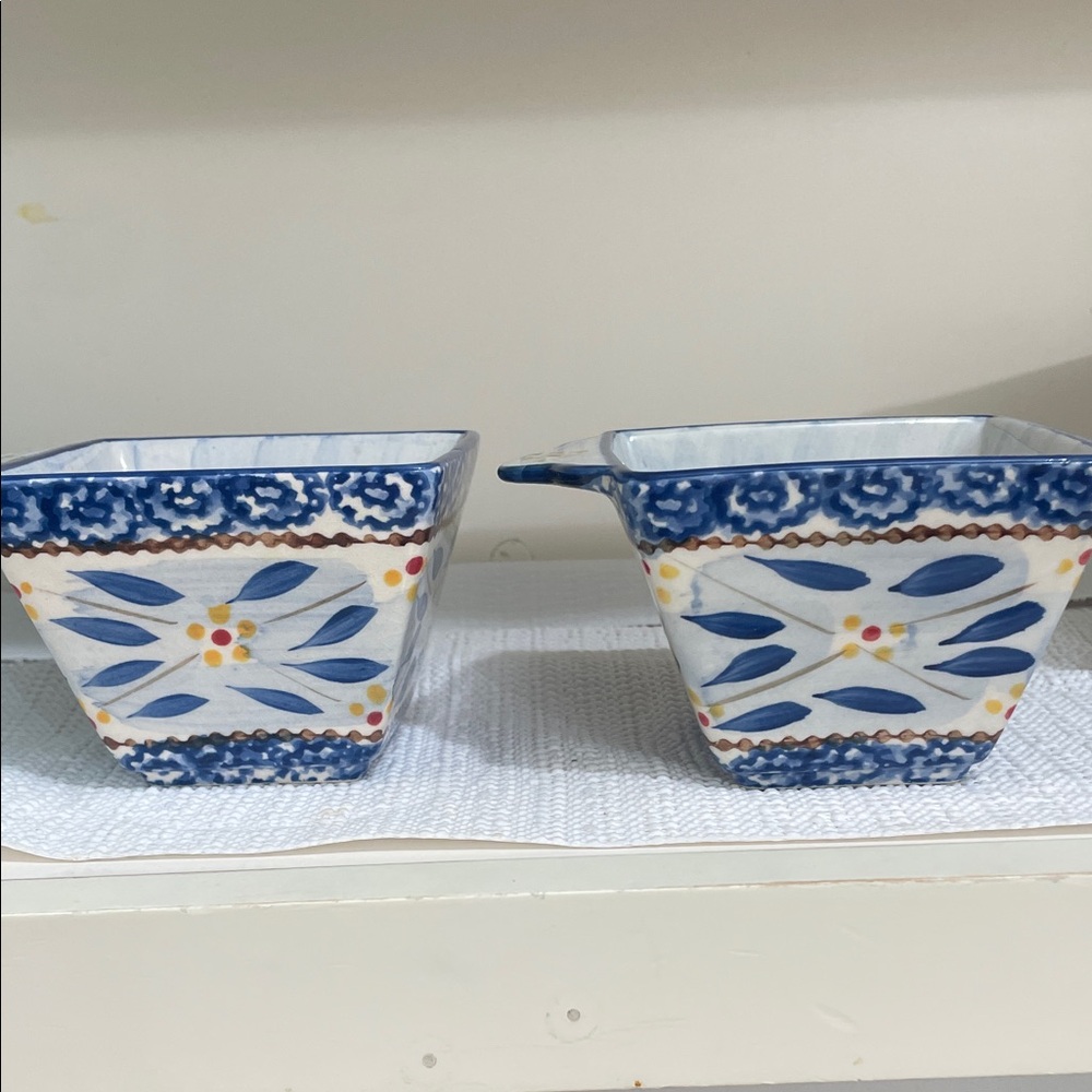 Temp-Tations old world Blue and White Square Bowls set of 6